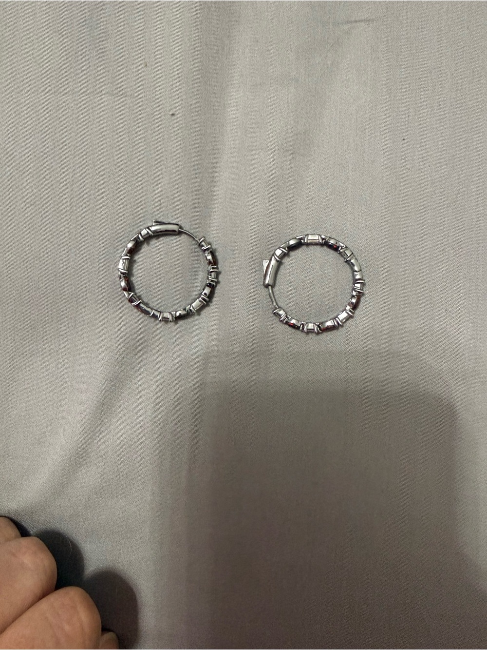 Silver Textured Hoop Earrings - Classic Women's Jewelry
